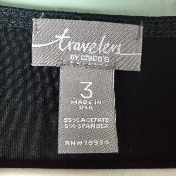 Chicos Travelers Womens Pheobe Fringe 3/4 Sleeve Drape Neck Poncho Top Size 3 - Picture 3 of 5